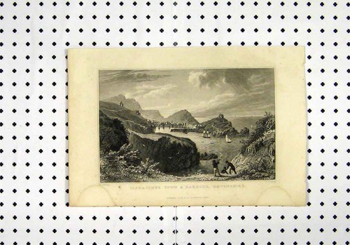 Original old antique print - old,