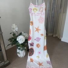 BNWOT Gorgeous White Shell Design Strapy Maxi Dress Size M