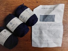 Rowan original indigo dyed denim yarn 3x50g balls cotton dark navy shade 225