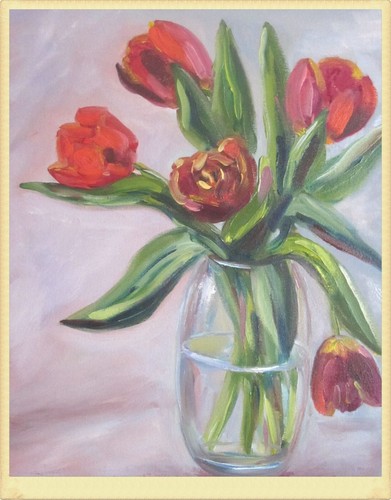 Tulips original oil painting - original,