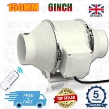 150mm In Line Bathroom Extractor fan 6 inch Loft Mounted InShower Ceiling UK
