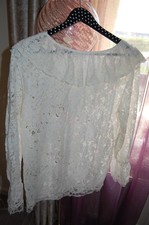 Vintage White Lace Frilly Top