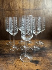 Eight Vintage Etched Glass