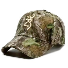 Green/Brown Woodland Camouflage Curved Bill Baseball Cap Hat Embroidered Logo  3