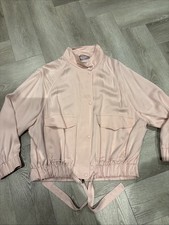 BNWOT Ladies Pink Zara Silky Blouson Bomber Jacket Medium Fully Lined