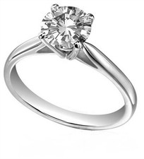Sterling Silver Ring Lab Created Diamond platinum Plated 1ct Engagement Ring