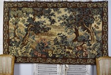 Sumptuous Vintage French Woven Tapestry Wall Hanging, Verdure Pastoral Scene