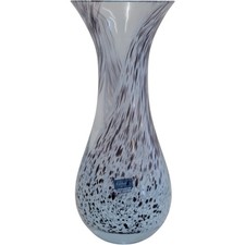 Caithness Handcrafted Glass Vase Blue Swirl Design Made in Scotland [Chipped]