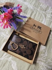 Coach Purse Brown Leather Coin Purse, Card Holder Wallet