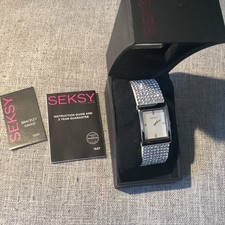 Sesky sekonda rocks-silver tone dress Watch-cased/boxed-WORKING
