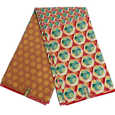 African Fabric Print 6 Yards Kente Gold Embellished 100% Cotton Material
