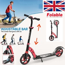 Kids Push Scooter 8" Wheel Wheel Boys Teens Kick Red Black Ride On Age 6+ Years