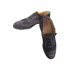 Church's Burwood Ladies Burgundy Suede Lace Up Brogues Studded With Diamantes