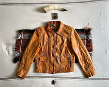 Western Hedi Leather Jacket M Skinny 70s Tobacco Golden Brown Soft Mexican Hide 