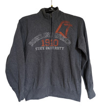 Bowling Green State University Print Grey 1/4 Zip Sweatshirt Sweater - Small