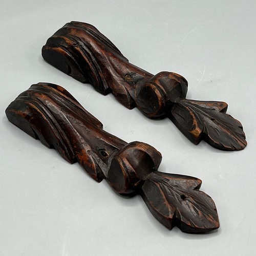 Pair antique carved wooden oak - antique,