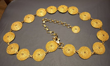 Gold Coloured metal Costume Belt 60's Retro Shield Roman Heavy Bold Cleopatra