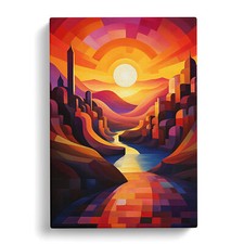 Sunset Cubism Art No.2 Canvas