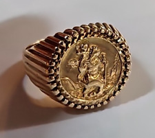 9ct Yellow Gold St Christopher Coin Ring, Size T