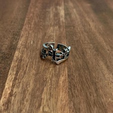 Unique Gothic Knights Templar Iron Cross Ring Silver Tone Adjustable - Size T