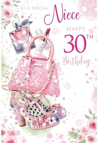 Niece 30th birthday card glam - 30th,