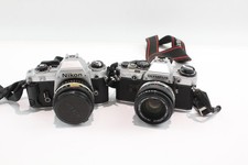 SLR Vintage Film Cameras Inc Nikon FG & Olympus OM10 Both w/ Lenses x 2