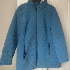 Bon Marche  Size 16  Jade Green Zip Front Quilted Jacket Concealed Hood Bnwt