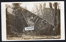 Postcard Bournemouth Dorset disaster Wrecked Tram Car accident 1908 RP