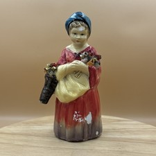 RARE ANTIQUE 'WADE' CELLULOSE CERAMIC FIGURINE 'STRAWBERRY GIRL' 1920s STAMPED