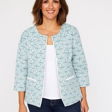 NWT Coldwater Creek Womens Geometric Robin's Egg Blue Shacket Blazer  12 Petite