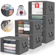 6 Pack 90L Storage Bags Zipped for Clothes, Bedding, Toys ++ Packing Moving Box