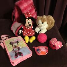 GIRLS 10 ITEM TOY BUNDLE AGES 3 YRS+ MINI MOUSE DOLL & BAG, CAT & CARRIER,PURSE+