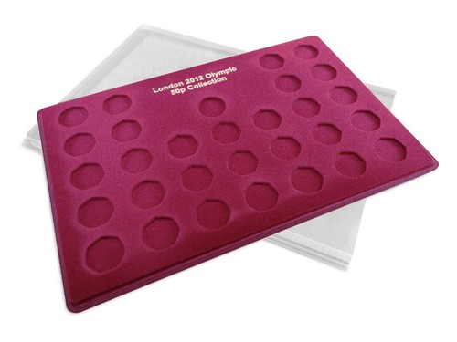 50p coin red tray clear - 50p,