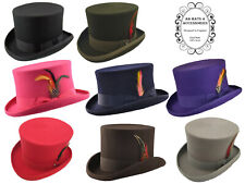 Quality Hand Made 100% Wool Top Hat Wedding Ascot Hat Many Colours S to XXL