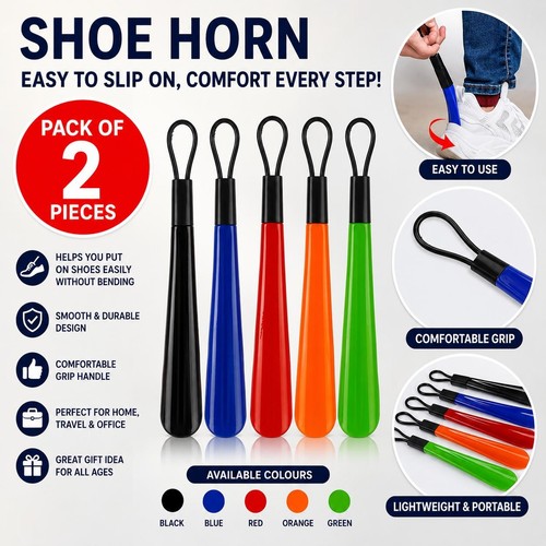 Shoe horn long handled - horn,