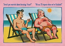 Gay postcard inspired by vintage British saucy seaside humour: Vicar