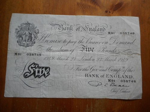 Bank england white 5 - of, five