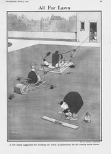W. HEATH ROBINSON Preparations for the Lawn Tennis Season - Antique Print 1924