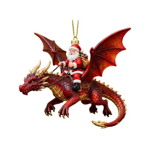 Resin santa riding - resin, dragon
