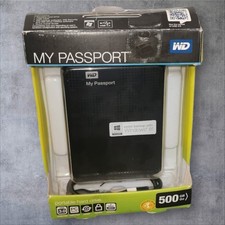 WD My Passport 500GB USB 3.0 Portable External Hard Drive Boxed w/ Cable Black