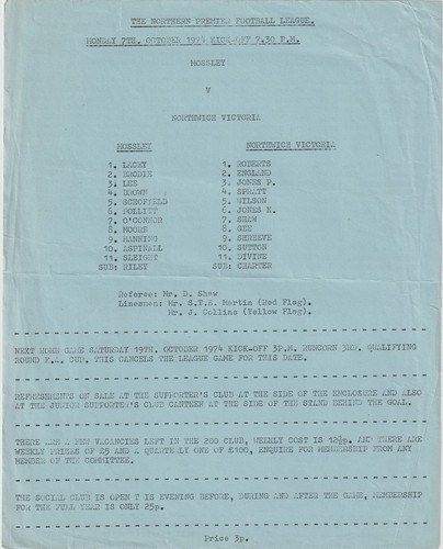 Football programme mossley - football,