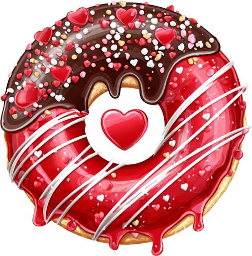 Valentine day donut wall art - donut,