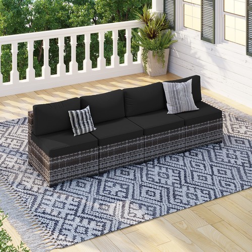 Piece gray rattan sofa set - gray,
