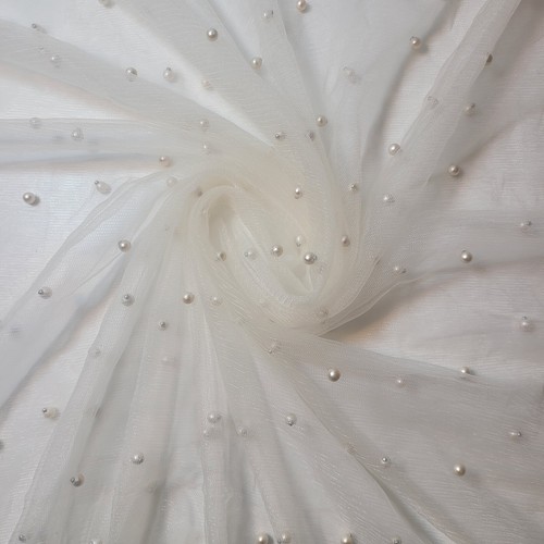 Tulle beaded pearl - tulle,