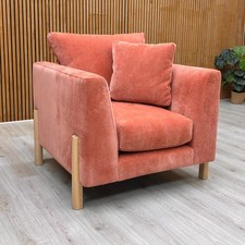 Habitat ‘Aston’ Chair Single Orange Papaya Chenille Fabric Armchair NEW
