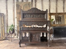 Important Antique Oak Buffet Dresser Sideboard  George Shaw Engravings 1598