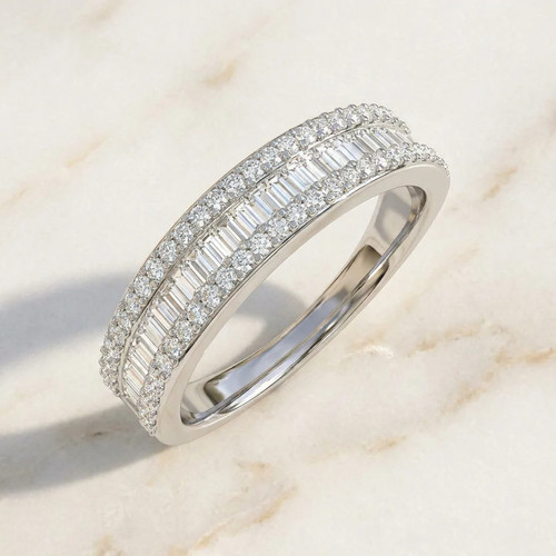 White gold baguette band - white,