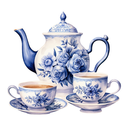 Delft blue tea - blue, tile