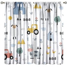 Cartoon Tractor Curtains, Cute