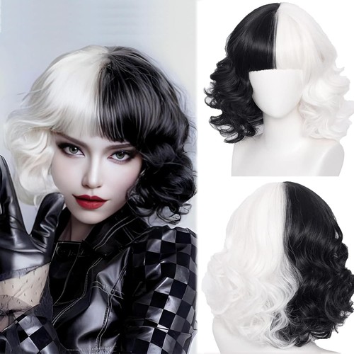 Cruella wigs half black and - cruella,